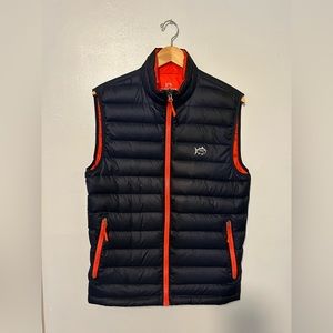 Southern Tide Mens Skipjack puffer vest blue/orange Size Small